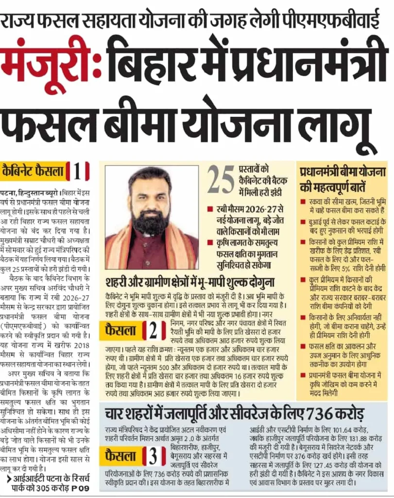 Bihar PM Fasal Bima Yojana 2026