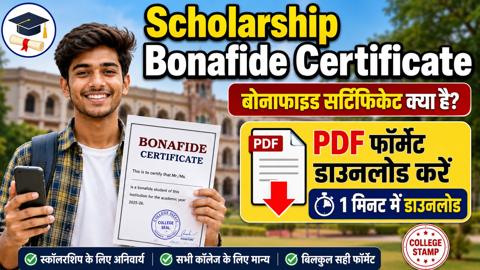 Bonafide Certificate for Scholarship