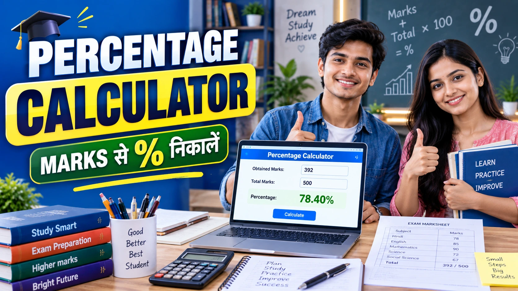 Percentage Calculator - Marks से Percentage निकालें