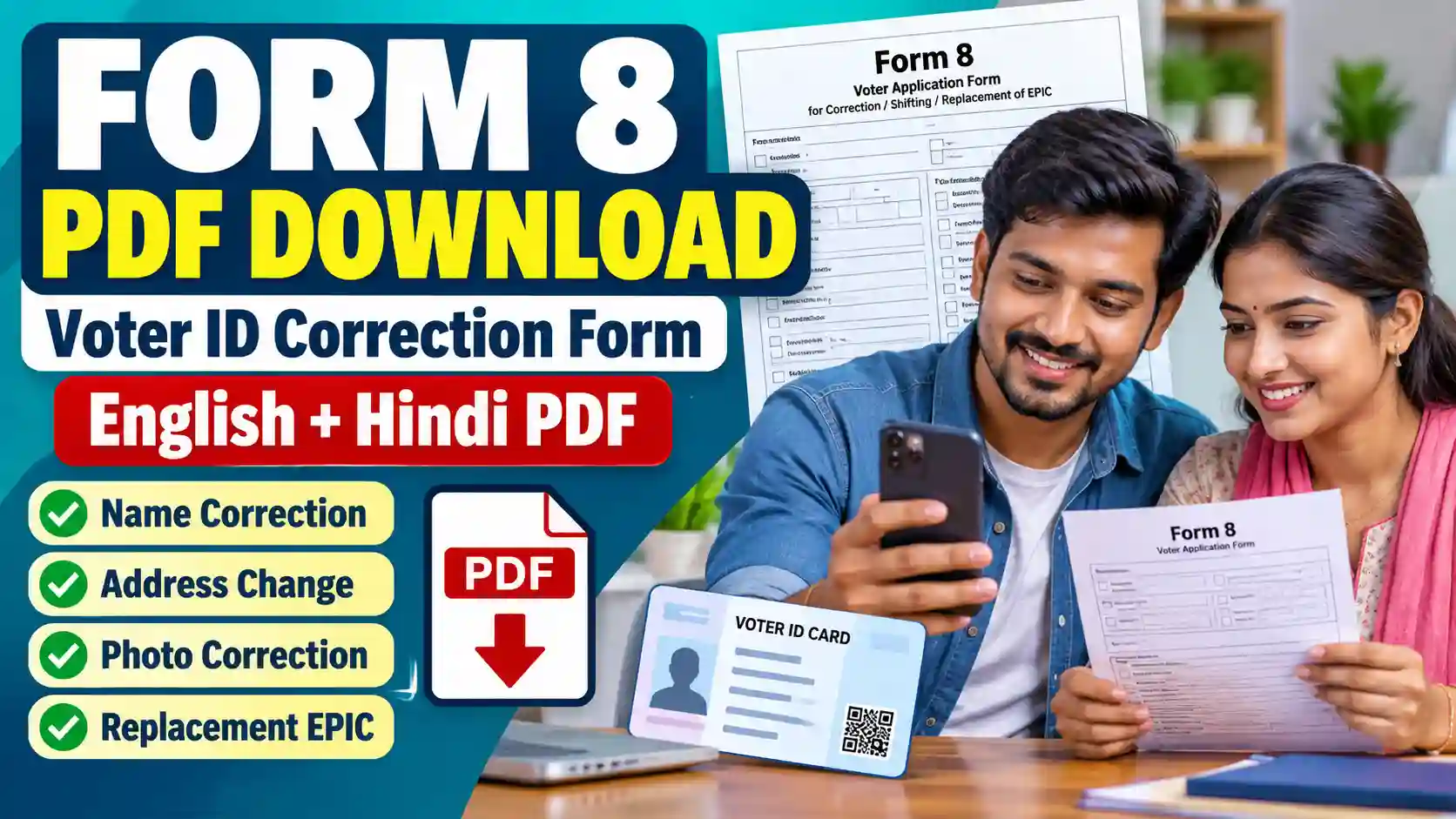 Form 8 PDF Download for Voter ID Correction English and Hindi