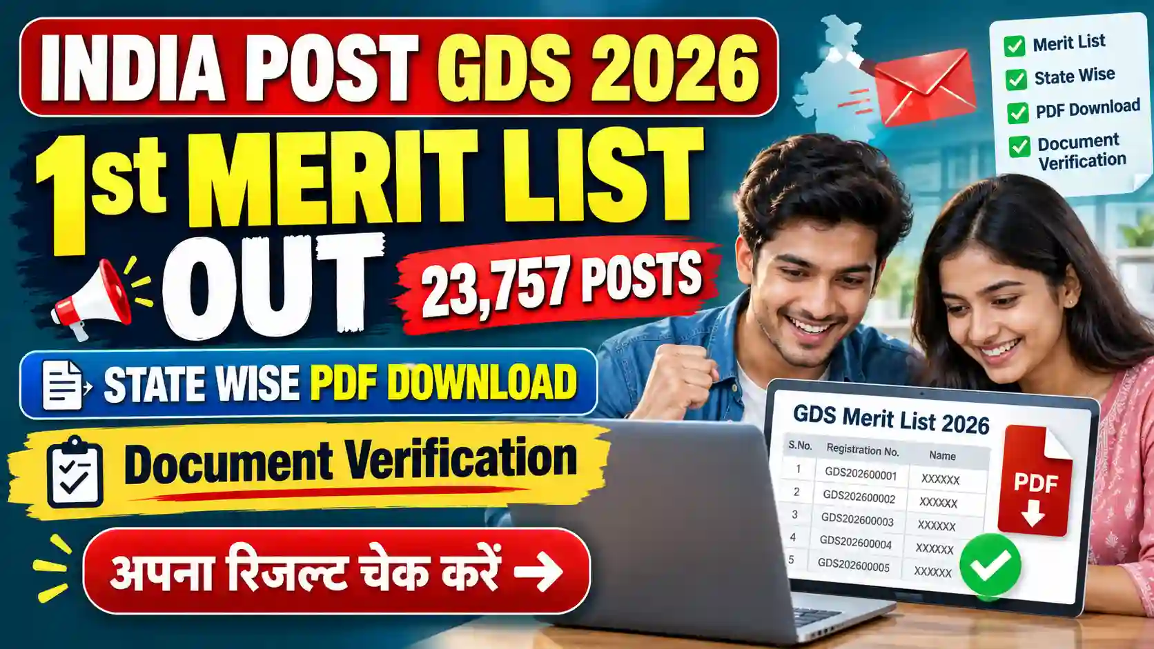 India Post GDS 1st Merit List 2026 State Wise PDF Download