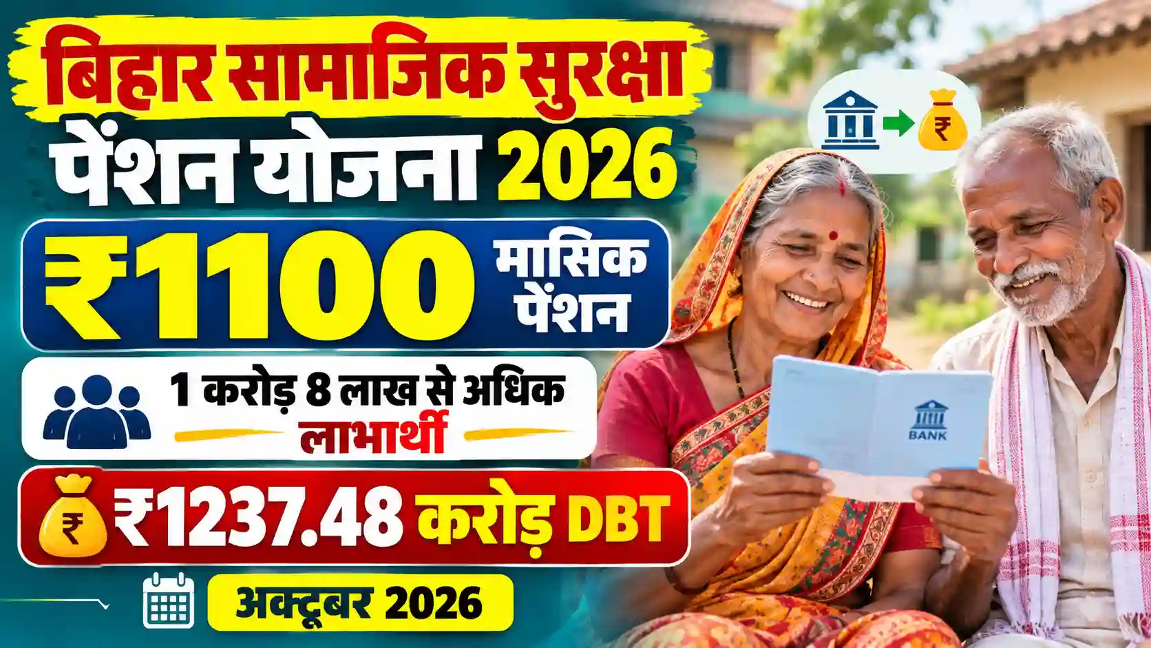 Bihar Pension Yojana 2026 ₹1100 मासिक पेंशन अक्टूबर DBT